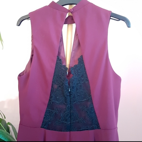 TOPSHOP wine / burgundy & black lace romper - Picture 3 of 9